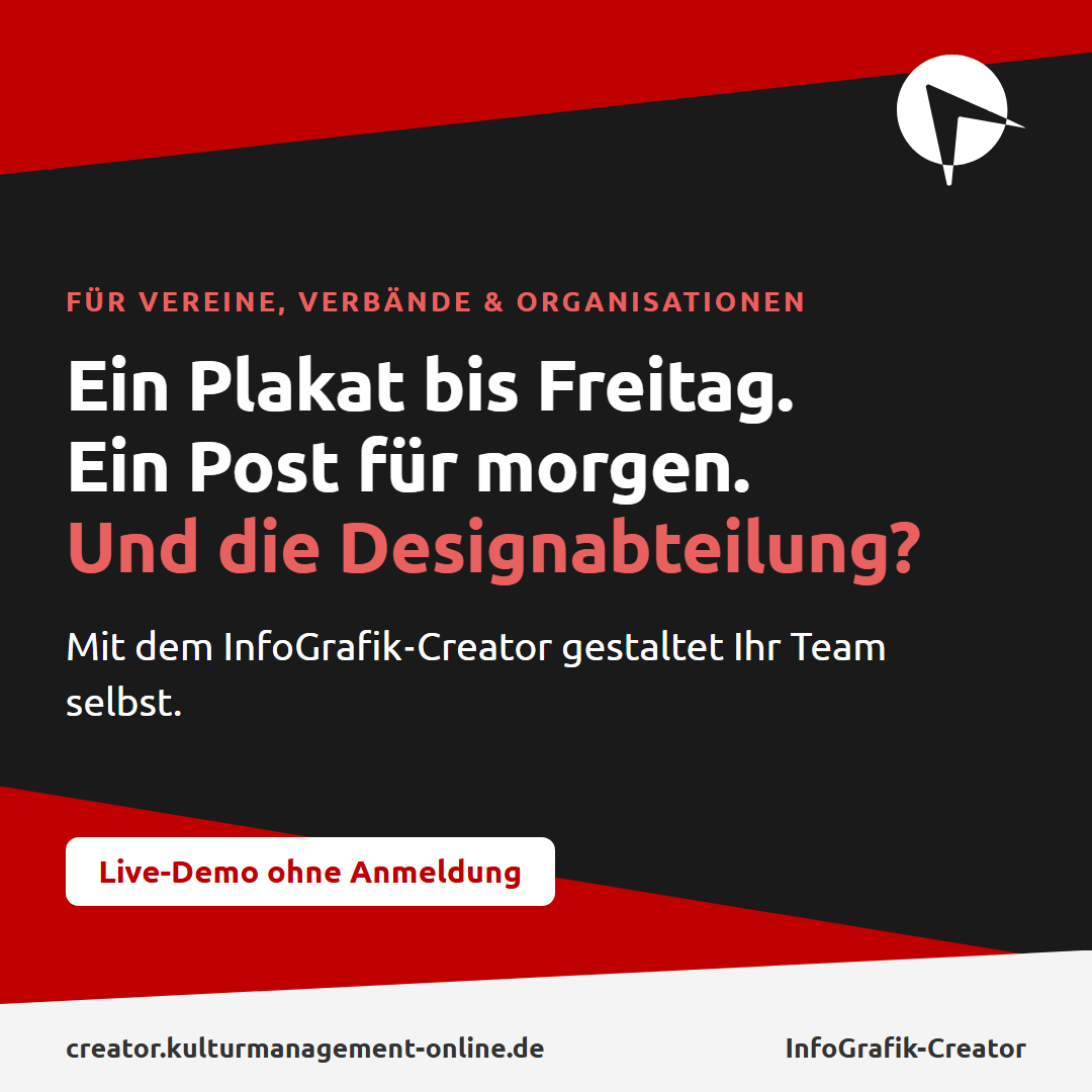 Werbegrafik auf dunklem Grund: Ein Plakat bis Freitag. Ein Post für morgen. Und die Designabteilung?